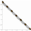Smoky Quartz Bracelet in Sterling Silver, 5mm Textured, 7 Inch