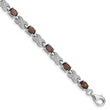 Smoky Quartz Bracelet in Sterling Silver, 5mm Textured, 7 Inch
