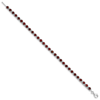 Sterling Silver Rhodium-plated Garnet and Diamond Bracelet - Birthstone Company