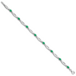 Sterling Silver Rhodium-plated Emerald and Diamond Bracelet