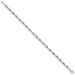 Sterling Silver Rhodium-plated Tanzanite and Diamond Bracelet - Birthstone Company