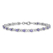 Sterling Silver Rhodium-plated Tanzanite and Diamond Bracelet - Birthstone Company