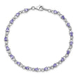 Sterling Silver Rhodium-plated Tanzanite and Diamond Bracelet - Birthstone Company