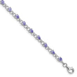 Sterling Silver Rhodium-plated Tanzanite and Diamond Bracelet - Birthstone Company