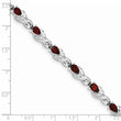 Sterling Silver Rhodium-plated Garnet Bracelet - Birthstone Company