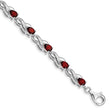 Sterling Silver Rhodium-plated Garnet Bracelet - Birthstone Company