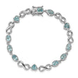 Sterling Silver Rhodium-plated Oval Heart Blue Topaz Bracelet - Birthstone Company
