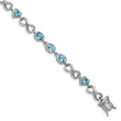 Sterling Silver Rhodium-plated Oval Heart Blue Topaz Bracelet - Birthstone Company