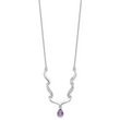 Sterling Silver Amethyst & Topaz Necklace with Polished Rhodium Finish