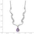 Sterling Silver Amethyst & Topaz Necklace with Polished Rhodium Finish