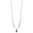 Sterling Silver Garnet & Topaz Necklace with Polished Rhodium Finish