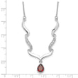 Sterling Silver Garnet & Topaz Necklace with Polished Rhodium Finish
