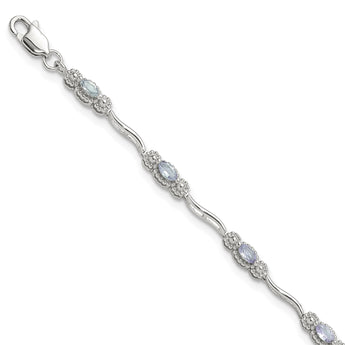 Stering Silver Rhodium-plated Polished Tanzanite 7.5 inch Bracelet - Birthstone Company