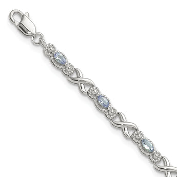 Sterling Silver Rhodium-plated Polished Tanzanite Xs 7.5 inch Bracelet - Birthstone Company