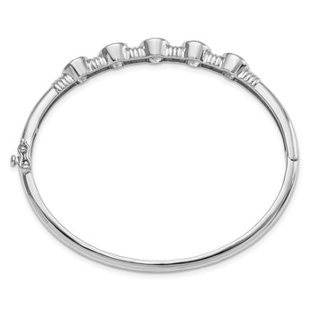 Sterling Silver Rhodium-plated Light Swiss Blue Topaz Hinged Bangle - Birthstone Company