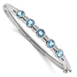 Sterling Silver Rhodium-plated Light Swiss Blue Topaz Hinged Bangle - Birthstone Company