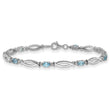 Sterling Silver Rhodium-Rhodium-Plated Light Swiss Blue Topaz and Diamond Bracelet 7.25 in - Birthstone Company