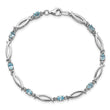 Sterling Silver Rhodium-Rhodium-Plated Light Swiss Blue Topaz and Diamond Bracelet 7.25 in - Birthstone Company
