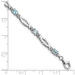 Sterling Silver Rhodium-Rhodium-Plated Light Swiss Blue Topaz and Diamond Bracelet 7.25 in - Birthstone Company