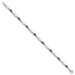 Sterling Silver Rhodium-Rhodium-Plated Garnet and Diamond 7.25in Bracelet - Birthstone Company
