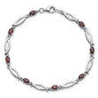 Sterling Silver Rhodium-Rhodium-Plated Garnet and Diamond 7.25in Bracelet - Birthstone Company