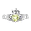 14k White Gold August CZ Birthstone Claddagh Ring