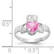 14k White Gold October CZ Birthstone Claddagh Ring