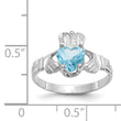 14k White Gold December CZ Birthstone Claddagh Ring