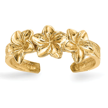 14k Polished Flowers Toe Ring