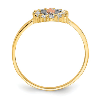 14k Two-tone WithWhite Rhodium CZ Lady of Guadalupe Ring