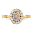 14k Two-tone WithWhite Rhodium CZ Lady of Guadalupe Ring