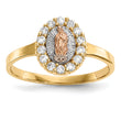 14k Two-tone WithWhite Rhodium CZ Lady of Guadalupe Ring