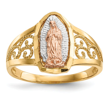 14k Two-tone WithWhite Rhodium Lady of Guadalupe Ring