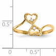 14k CZ Double Heart Ring