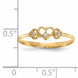14k CZ 3-Hearts Ring