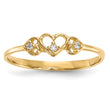 14k CZ 3-Hearts Ring
