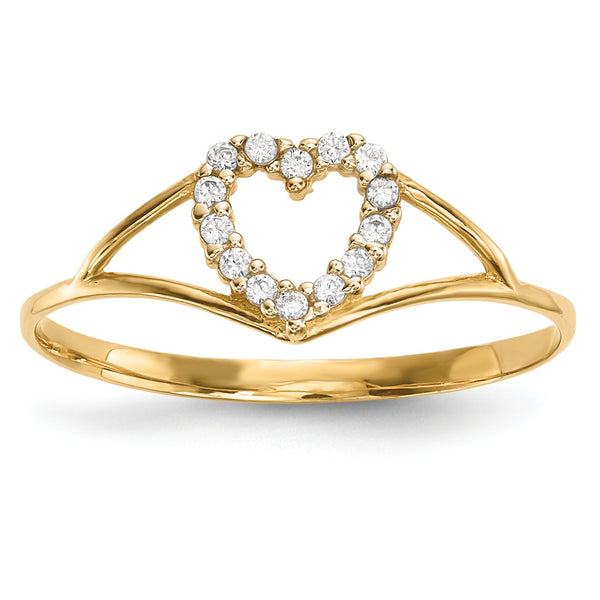 14k CZ Heart Ring