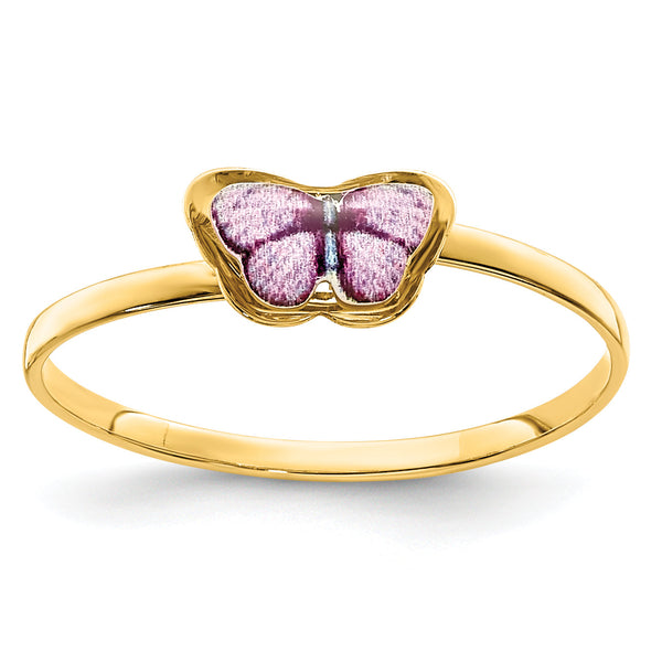 14K Enamel Butterfly Children's Ring