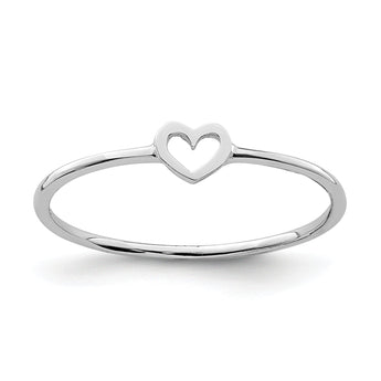 14K White Polished Heart Ring