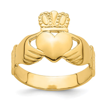 14k Polished Claddagh Ring (Size 9) - Birthstone Company