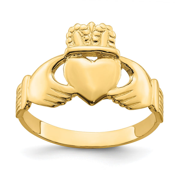 14k Polished Claddagh Ring (Size 9) - Birthstone Company