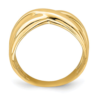 14K Polished With Cut Out Sides  X  Dome Ring