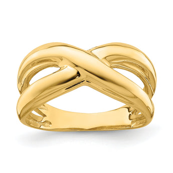 14K Polished With Cut Out Sides  X  Dome Ring