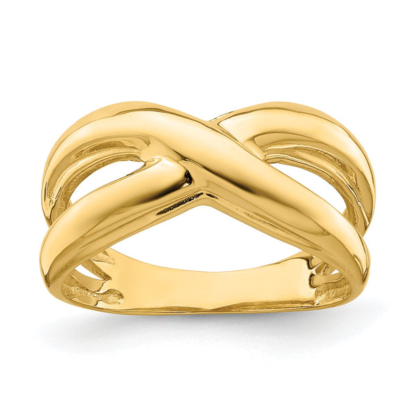 14K Polished With Cut Out Sides  X  Dome Ring