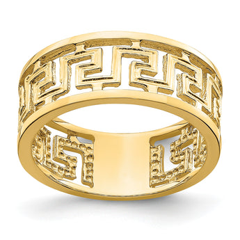 14K Polished Cut Out Greek Key Design Band, Size 7 - Birthstone Company