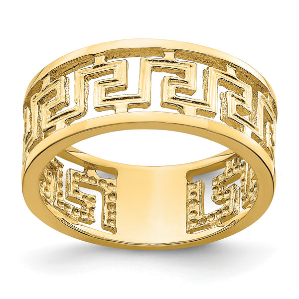 14K Polished Cut Out Greek Key Design Band, Size 7 - Birthstone Company
