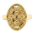 14k Oval Shield With Double Hearts Ring