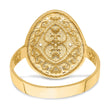 14k Oval Shield With Double Hearts Ring