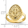 14k Oval Shield With Double Hearts Ring