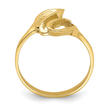 14k Polished Beehive Freeform Ring